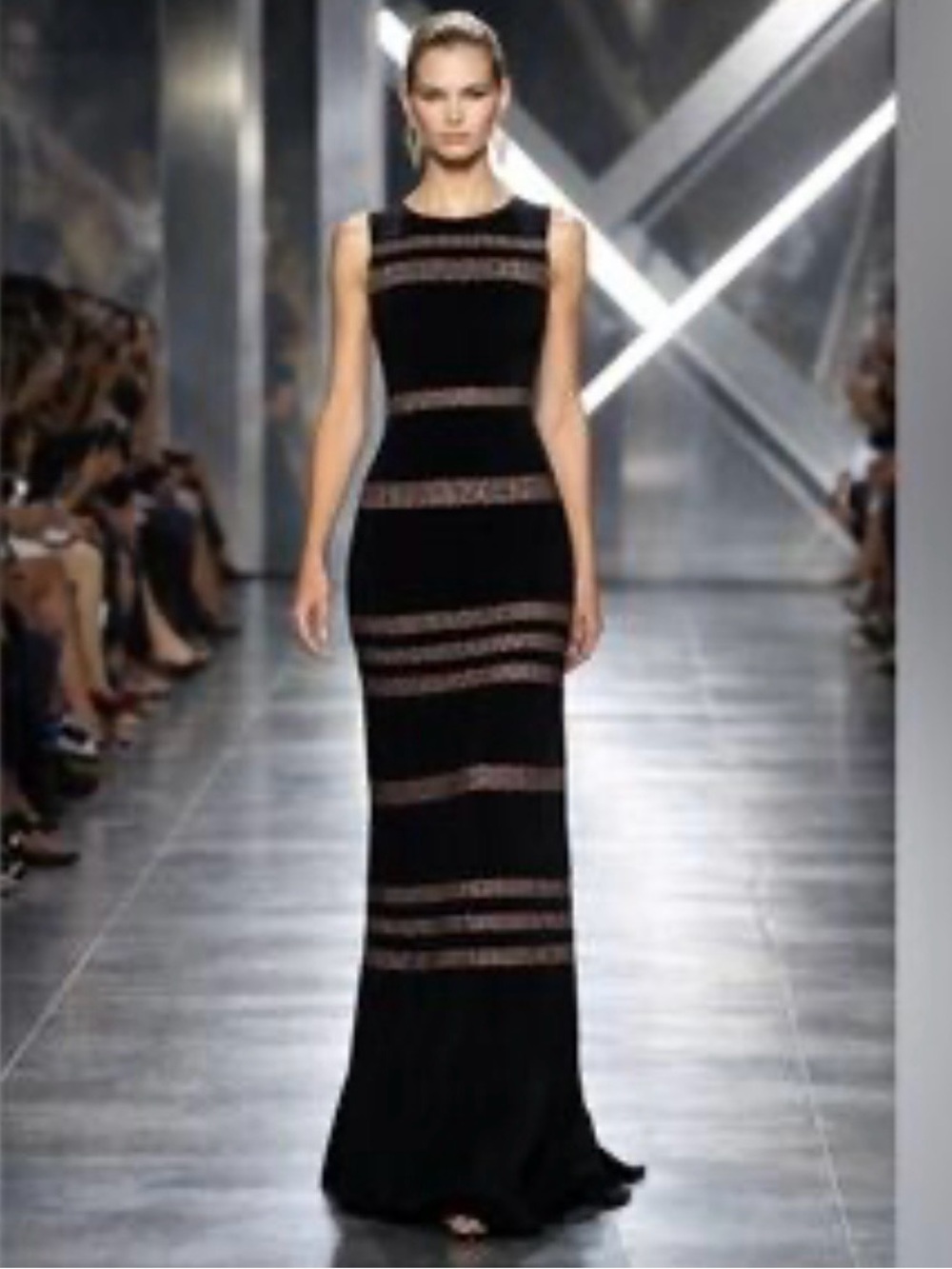 BCBGMaxAzria Katiana Black Runway Lace Inset Gown Prom Sz- 6 ASO Gianella Neyra